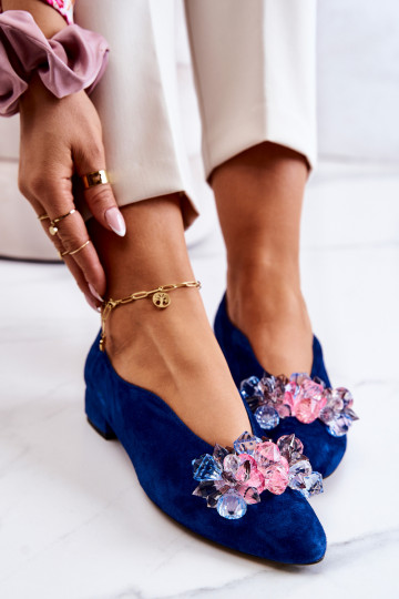 Style élégant en daim chaussures avec des ornements bleu foncé McQueen