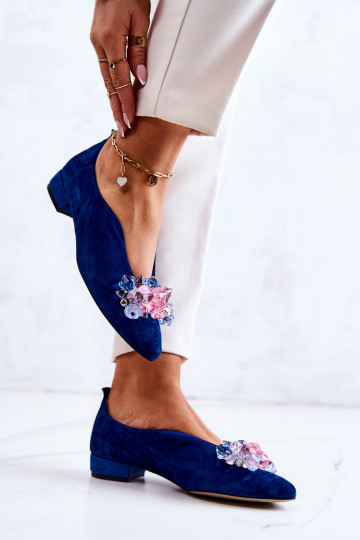 Style élégant en daim chaussures avec des ornements bleu foncé McQueen 2