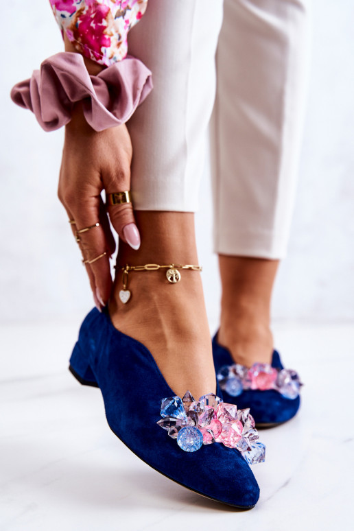 Elegante stijl van suède schoenen met ornamenten donkerblauIn McQueen Elegante stijl van suède schoenen met ornamenten donkerblauIn McQueen