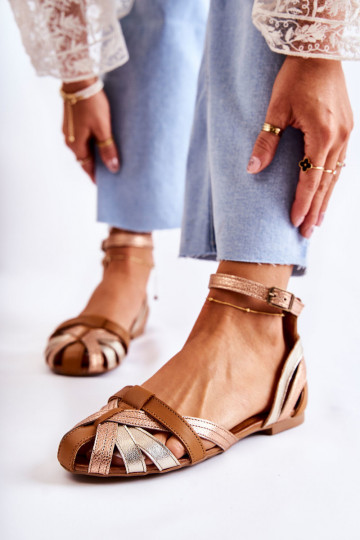 Leer Dames sandalen Het heeftciejka 01924-32 goud-bruine kleur 2