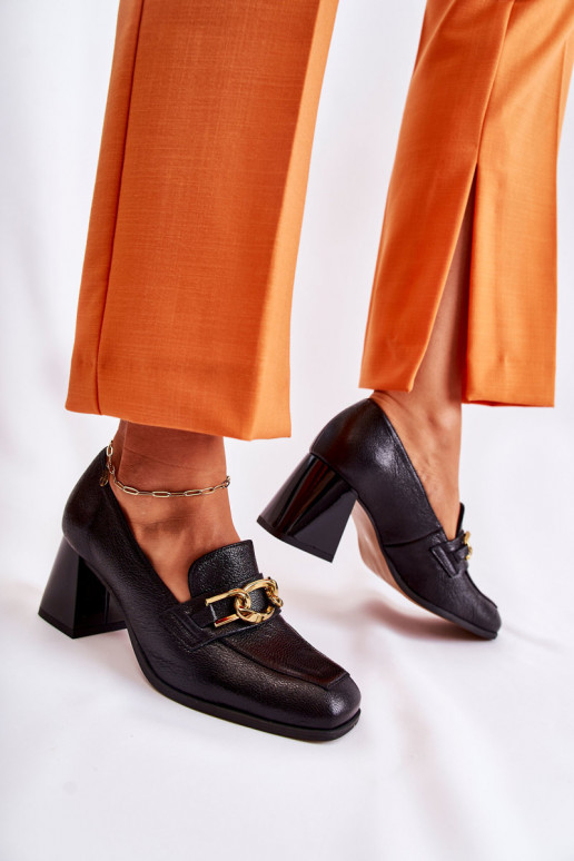 Peau Chaussures avec des chaînes Laura Messi 2515 couleur noire Peau Chaussures avec des chaînes Laura Messi 2515 couleur noire