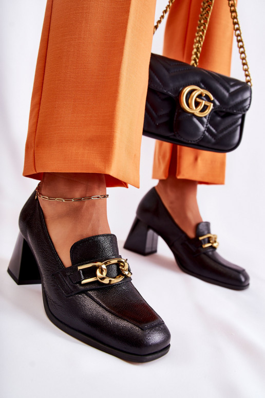 Peau Chaussures avec des chaînes Laura Messi 2515 couleur noire Peau Chaussures avec des chaînes Laura Messi 2515 couleur noire