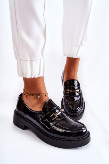 mit Lackeffekt Schuhe Mit Silberverzierung schZuarze Farbe Lemar Hestill
