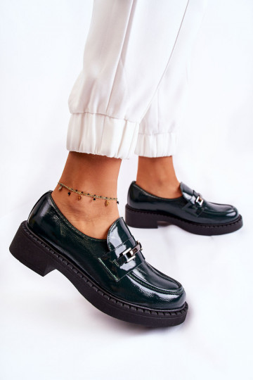 mit Lackeffekt Schuhe Mit Silberverzierung grüne Farbe Lemar Hestill