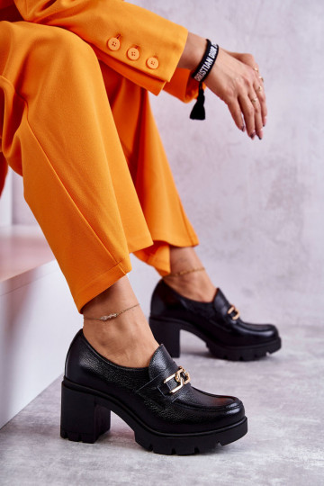 Haut Schuhe mit Absätzen mit goldenen Details schZuarze Farbe Lemar Mikeyla