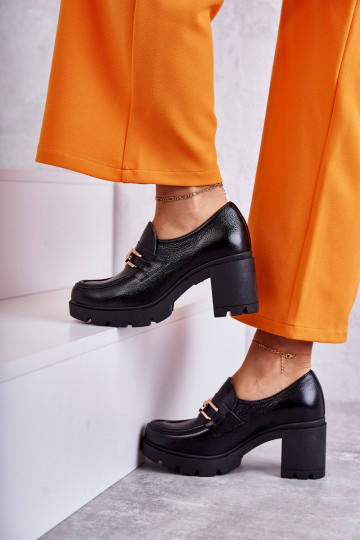 Haut Schuhe mit Absätzen mit goldenen Details schZuarze Farbe Lemar Mikeyla 2