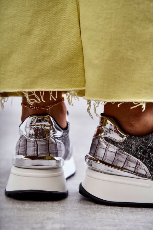 Feminin Turnschuhe Auf einem Keil GOE KK2N4083 Silberfarbe Feminin Turnschuhe Auf einem Keil GOE KK2N4083 Silberfarbe