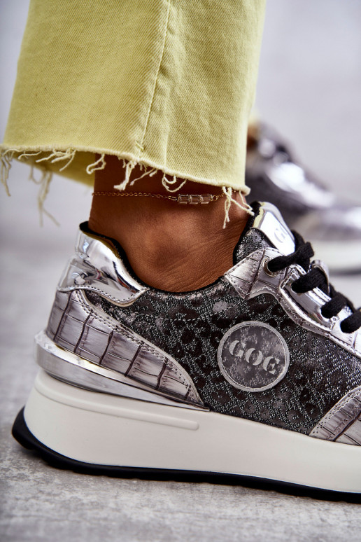 Dames sportschoenen Op de INig GOE KK2N4083 zilvere kleur Dames sportschoenen Op de INig GOE KK2N4083 zilvere kleur