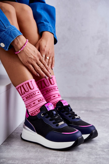 Féminin baskets Sur un coin GOE KK2N4081 Noir et-bleu foncé