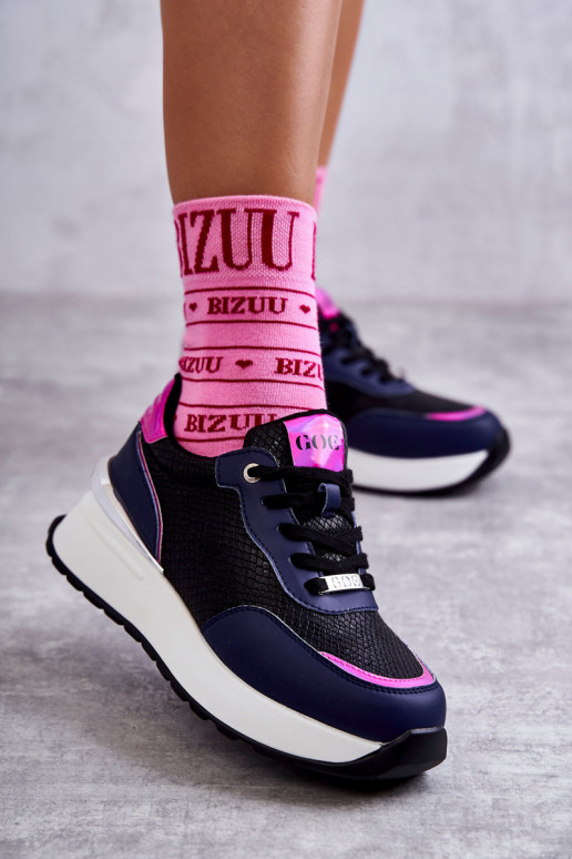 Feminin Turnschuhe Auf einem Keil GOE KK2N4081 SchZuarz und-Dunkelblau Feminin Turnschuhe Auf einem Keil GOE KK2N4081 SchZuarz und-Dunkelblau