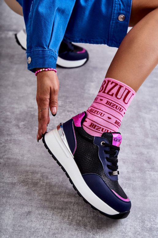 Féminin baskets Sur un coin GOE KK2N4081 Noir et-bleu foncé Féminin baskets Sur un coin GOE KK2N4081 Noir et-bleu foncé