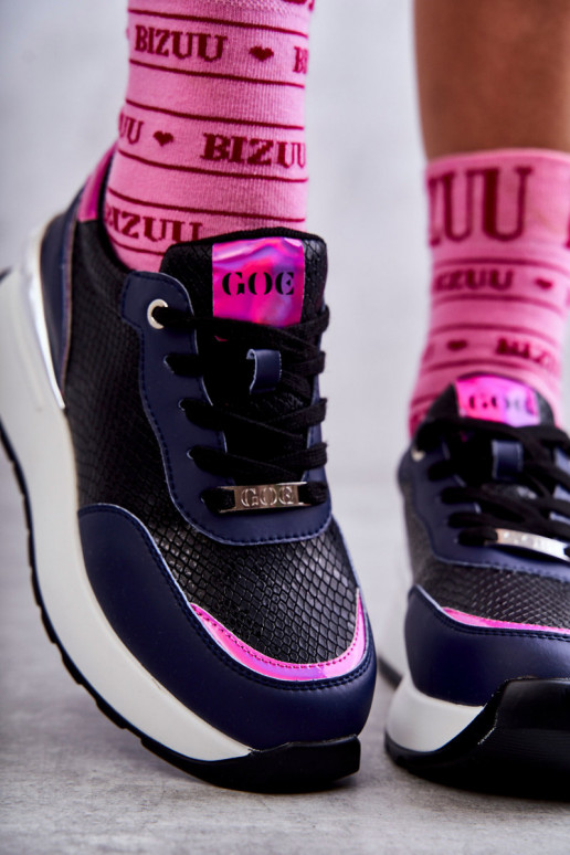 Dames sportschoenen Op de INig GOE KK2N4081 ZInart en-donkerblauIn Dames sportschoenen Op de INig GOE KK2N4081 ZInart en-donkerblauIn