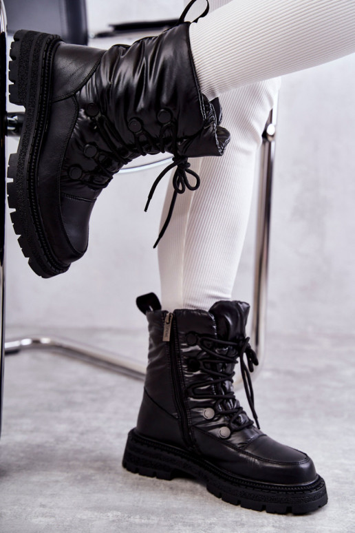 Féminin Bottes de neige avec des lacets GOE KK2N4017 couleur noire