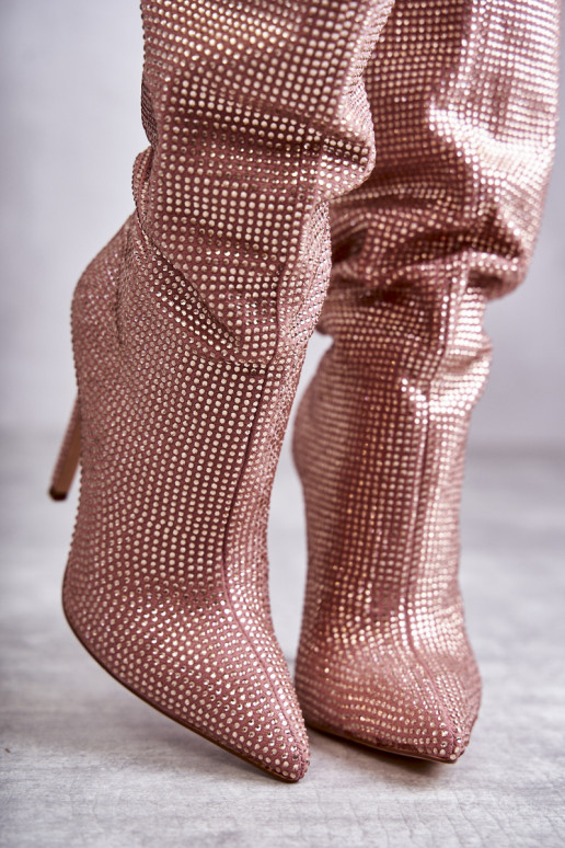 Modisch Stiefel mit dünnen Absätzen mit blitzenden Augen pinke Farbe Lovisa Modisch Stiefel mit dünnen Absätzen mit blitzenden Augen pinke Farbe Lovisa