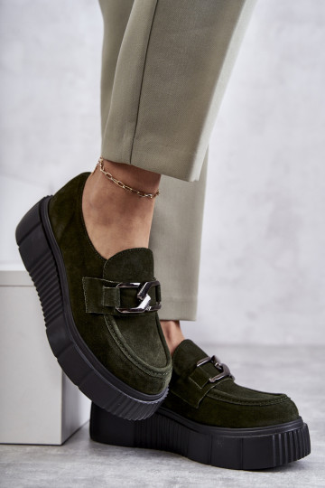 À la mode en daim chaussures avec une plateforme couleur kaki Lemar Il fautrsol