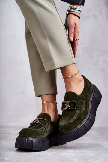 À la mode en daim chaussures avec une plateforme couleur kaki Lemar Il fautrsol 2