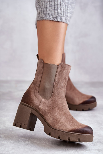 en daim Féminin Bottes avec une plateforme beige Lemar Il fautrtine
