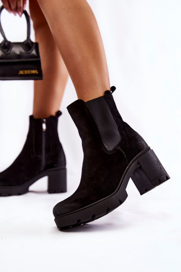 en daim Féminin Bottes avec une plateforme couleur noire Lemar Il fautrtine