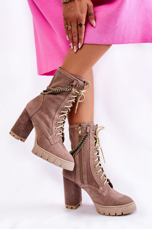 Suede schoenen met veters LeInski Shoes 3244/G beige Suede schoenen met veters LeInski Shoes 3244/G beige