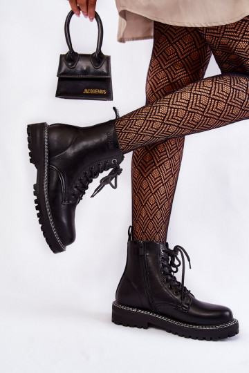 Feminin Stiefel mit einer Plattform Big Star KK274538 schZuarze Farbe