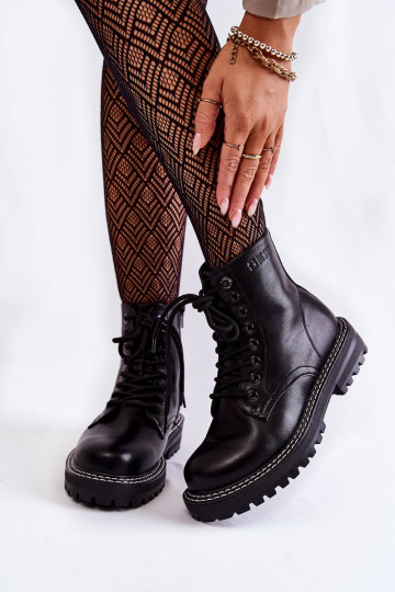 Feminin Stiefel mit einer Plattform Big Star KK274538 schZuarze Farbe 2