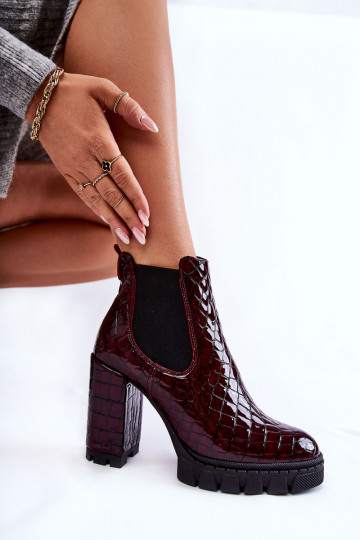 avec effet vernis Bottes modèles de serpent avec des talons Bourgogne Eldey 2
