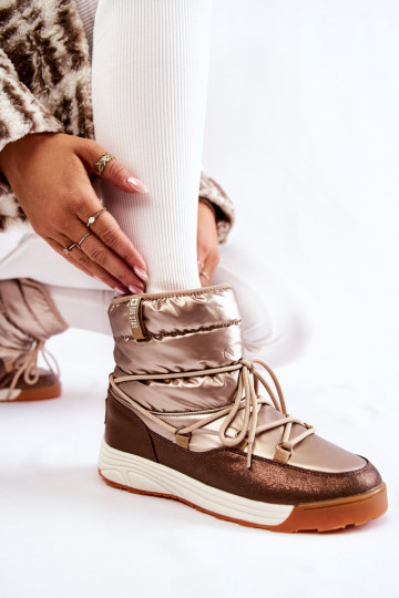 Feminin Schneestiefel Memory Foam Big Star KK274276 Gold-braune Farbe