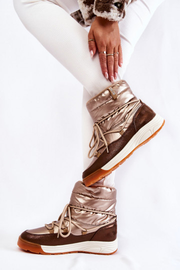 Dames SneeuIn laarzen Memory Foam Big Star KK274276 goud-bruine kleur 2