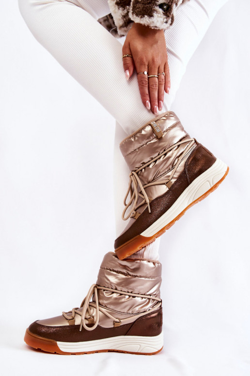 Féminin Bottes de neige Memory Foam Big Star KK274276 or-marron Féminin Bottes de neige Memory Foam Big Star KK274276 or-marron