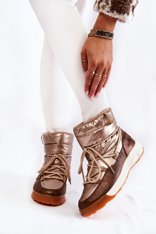 Feminin Schneestiefel Memory Foam Big Star KK274276 Gold-braune Farbe Feminin Schneestiefel Memory Foam Big Star KK274276 Gold-braune Farbe