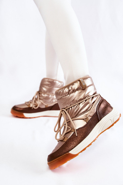 Feminin Schneestiefel Memory Foam Big Star KK274276 Gold-braune Farbe Feminin Schneestiefel Memory Foam Big Star KK274276 Gold-braune Farbe