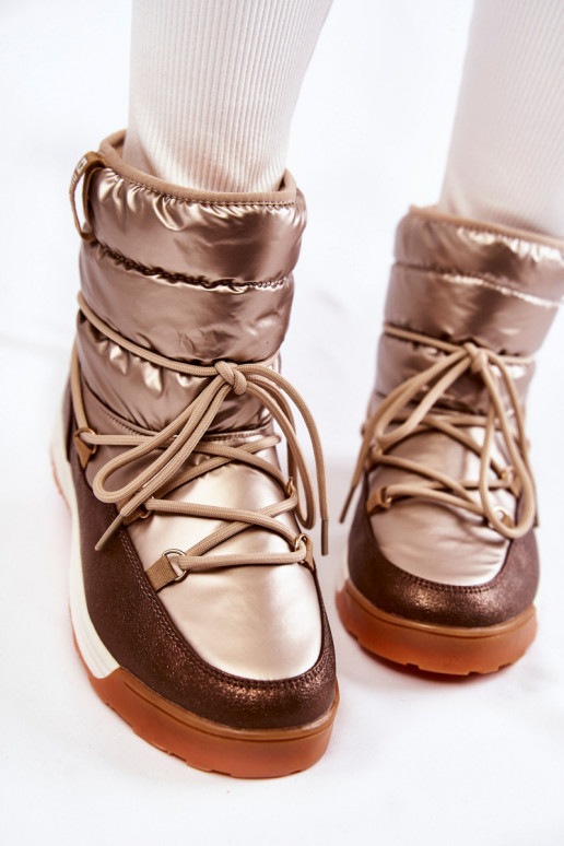 Féminin Bottes de neige Memory Foam Big Star KK274276 or-marron Féminin Bottes de neige Memory Foam Big Star KK274276 or-marron