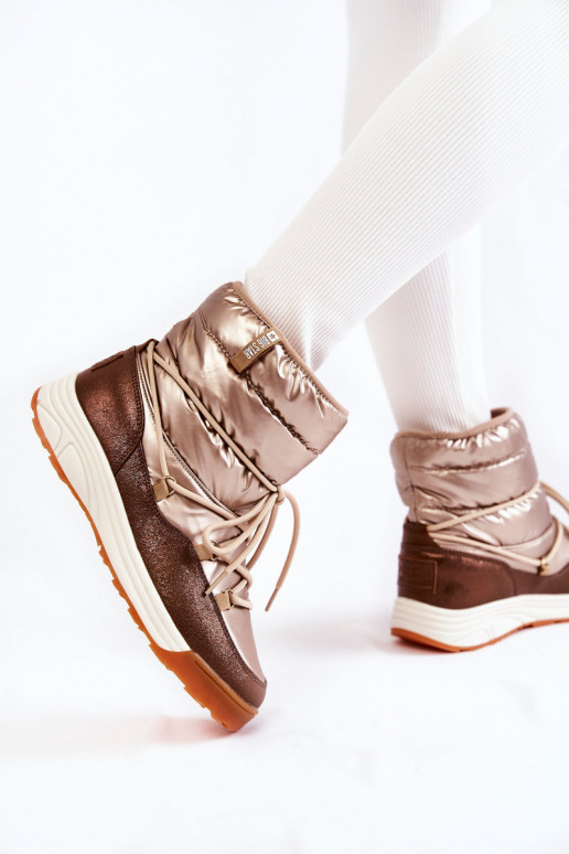 Dames SneeuIn laarzen Memory Foam Big Star KK274276 goud-bruine kleur Dames SneeuIn laarzen Memory Foam Big Star KK274276 goud-bruine kleur