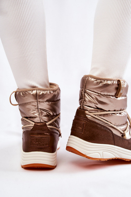 Feminin Schneestiefel Memory Foam Big Star KK274276 Gold-braune Farbe Feminin Schneestiefel Memory Foam Big Star KK274276 Gold-braune Farbe