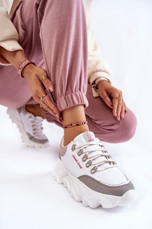 Féminin Chaussures modèle baskets avec une plateforme Cross Jeans KK2R4071C couleur blanche Féminin Chaussures modèle baskets avec une plateforme Cross Jeans KK2R4071C couleur blanche