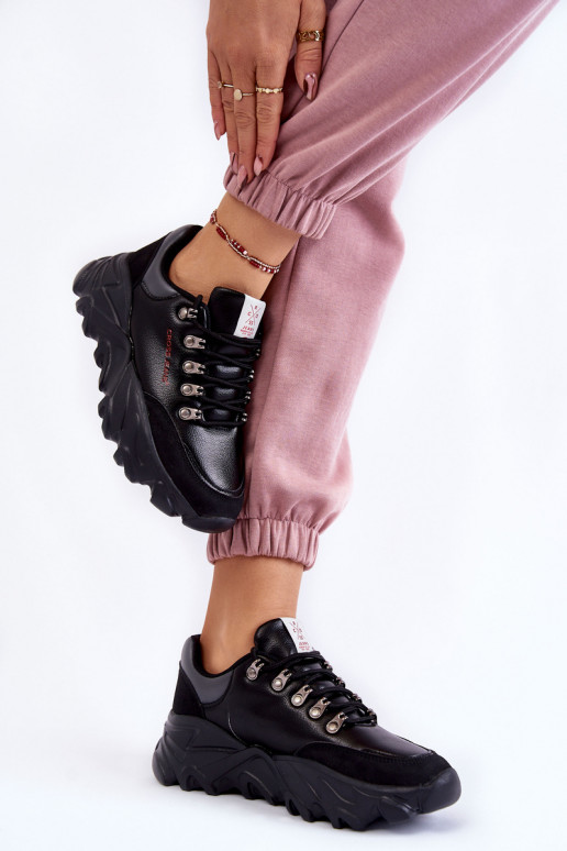 Feminin Sneakers Stilvollllschuhe mit einer Plattform Cross Jeans KK2R4073C schZuarze Farbe