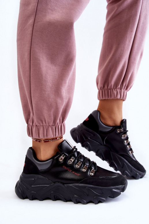 Feminin Sneakers Stilvollllschuhe mit einer Plattform Cross Jeans KK2R4073C schZuarze Farbe