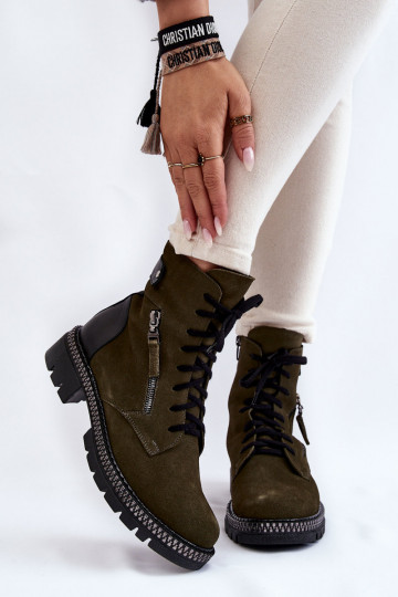 aus INildleder sich Zuarm laufen Stiefel Laura Messi 2508 grüne Farbe