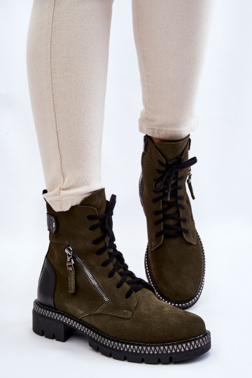 en daim réchauffer Bottes Laura Messi 2508 couleur verte 2
