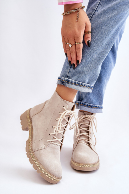 Bottes avec des talons larges LeÀski Shoes 3285 couleur ivoire Bottes avec des talons larges LeÀski Shoes 3285 couleur ivoire