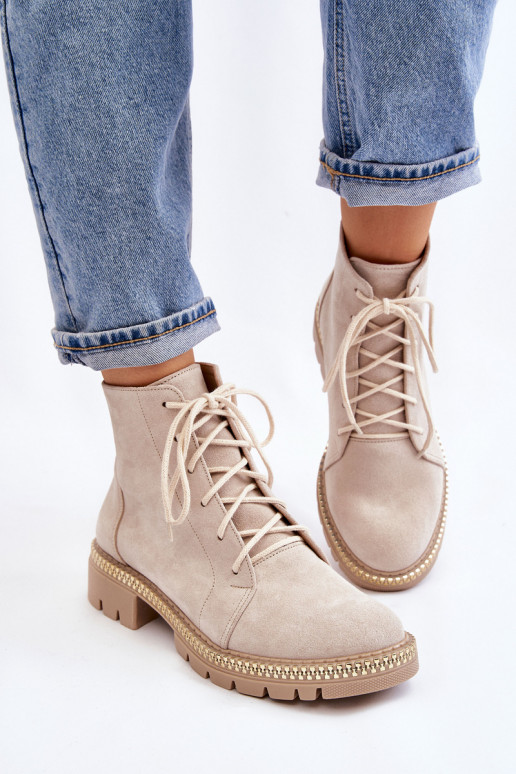 Stiefel mit breiten Absätzen LeZuski Shoes 3285 elfenbeinfarbe Stiefel mit breiten Absätzen LeZuski Shoes 3285 elfenbeinfarbe