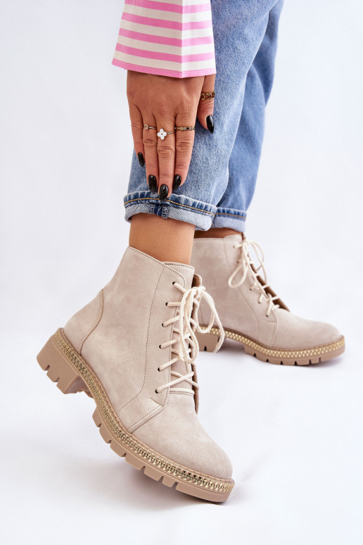 Bottes avec des talons larges LeÀski Shoes 3285 couleur ivoire Bottes avec des talons larges LeÀski Shoes 3285 couleur ivoire