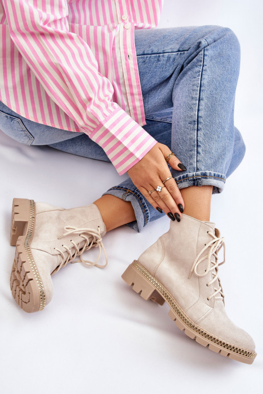 Laarzen met brede hakken LeInski Shoes 3285 ivoor Laarzen met brede hakken LeInski Shoes 3285 ivoor