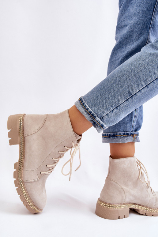 Stiefel mit breiten Absätzen LeZuski Shoes 3285 elfenbeinfarbe Stiefel mit breiten Absätzen LeZuski Shoes 3285 elfenbeinfarbe