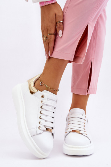 Féminin baskets GOE LL2N4011 Blanc-couleur dorée 2