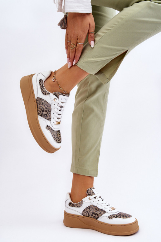 Feminin Bequeme Turnschuhe GOE LL2N4052 INeiß-Beige Feminin Bequeme Turnschuhe GOE LL2N4052 INeiß-Beige