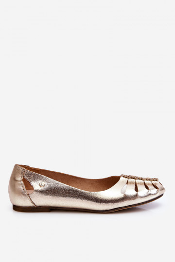 Ballerines confortables en cuir naturel Zazoo 10009 couleur dorée 2