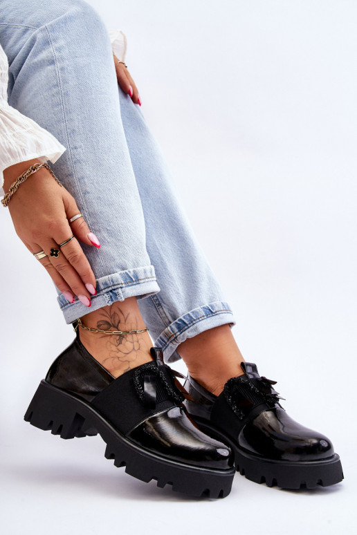 mit Lackeffekt Schuhe mit schönen Details schZuarze Farbe Keily mit Lackeffekt Schuhe mit schönen Details schZuarze Farbe Keily