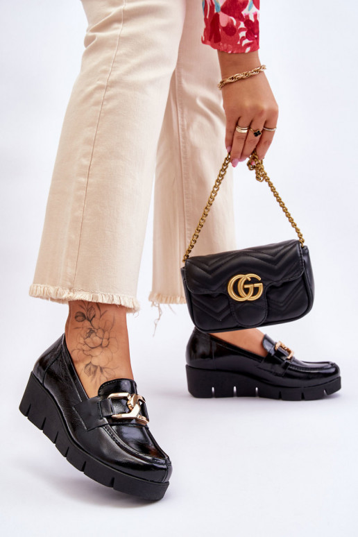 Mocassins laqués Sur un coin couleur noire Lemar Felicita Mocassins laqués Sur un coin couleur noire Lemar Felicita