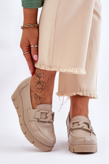 Peau Mocassins Sur un coin beige Lemar Felicita
